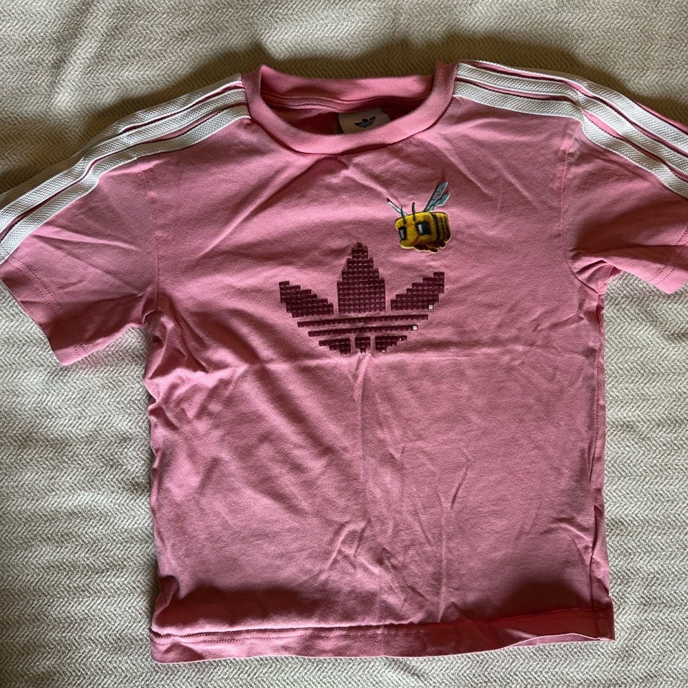 Minecraft + Adidas collab pink tee